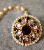 Designer classic kundan pearl stone maang tikka or borla headpiece for wedding