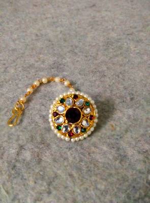 Designer Classic Kundan Pearl Stone Maang Tikka or Borla Headpiece for Wedding 1