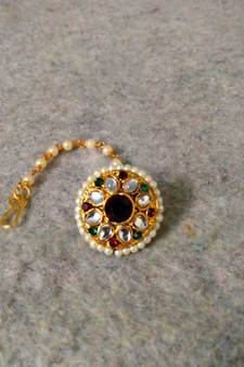 Designer Classic Kundan Pearl Stone Maang Tikka or Borla Headpiece for Wedding