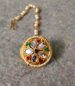 Designer classic kundan pearl stone maang tikka or borla headpiece for wedding