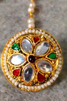 Designer classic kundan pearl stone maang tikka or borla headpiece for wedding