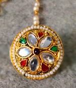 Designer classic kundan pearl stone maang tikka or borla headpiece for wedding