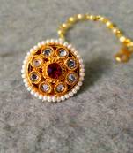 Designer Classic Kundan Pearl Stone Maang Tikka or Borla Headpiece for Wedding