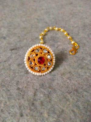 Designer classic kundan pearl stone maang tikka or borla headpiece for wedding 1