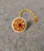 Designer classic kundan pearl stone maang tikka or borla headpiece for wedding