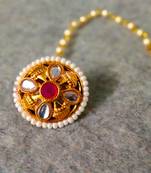 Designer classic kundan pearl stone maang tikka or borla headpiece for wedding