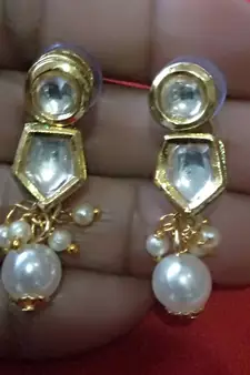 RozMili High precious Quality kundan Brass metal back with Meena kari Drop Earrings for women and Girls