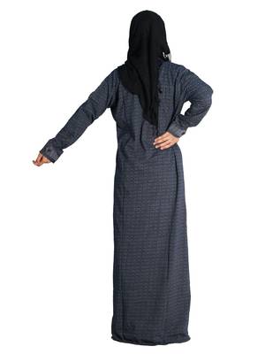 Blue embroidered denim abaya 3