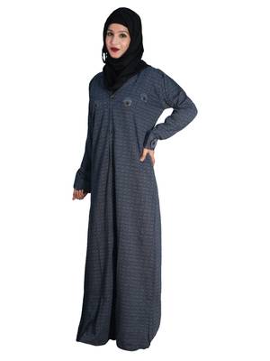 Blue embroidered denim abaya 4