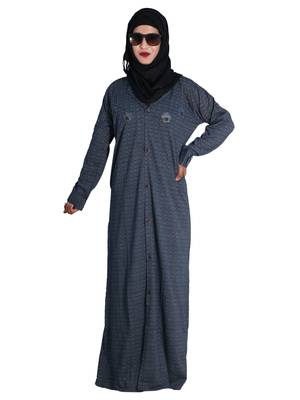 Blue embroidered denim abaya 5