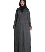 Grey embroidered denim abaya
