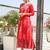 Red printed rayon kurta-sets