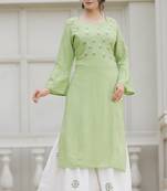 Light-green hand woven rayon kurta-sets