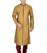 Brown Self Design Jacquard Kurta Payjama