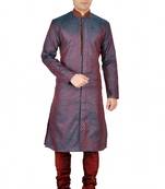 Blue Self Design Jacquard Kurta Payjama