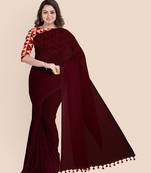 Mercerized Handloom Cotton Saree (Dark Mahogany)