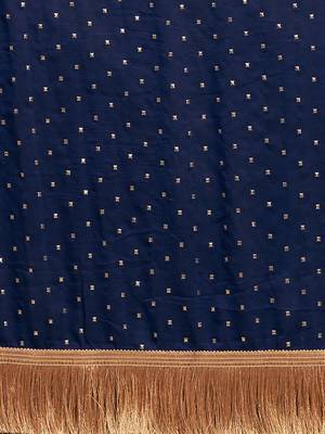 Blue printed georgette saree with blouse 5