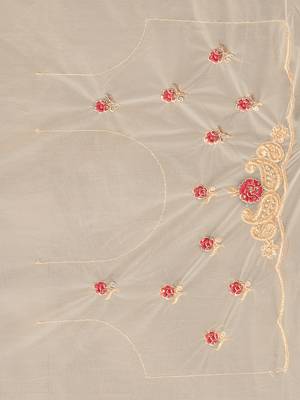 White embroidered net saree with blouse 4