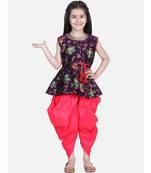 BownBee Jacquard Sleeveless Pelum With Silk Dhoti- Purple