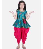 BownBee Jacquard Sleeveless Pelum With Silk Dhoti- Green