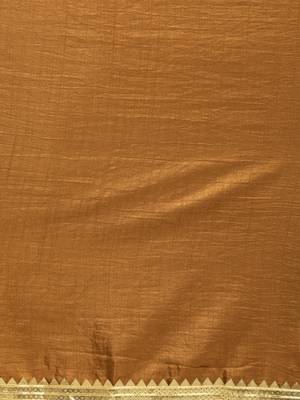 Brown embroidered crepe saree with blouse 4