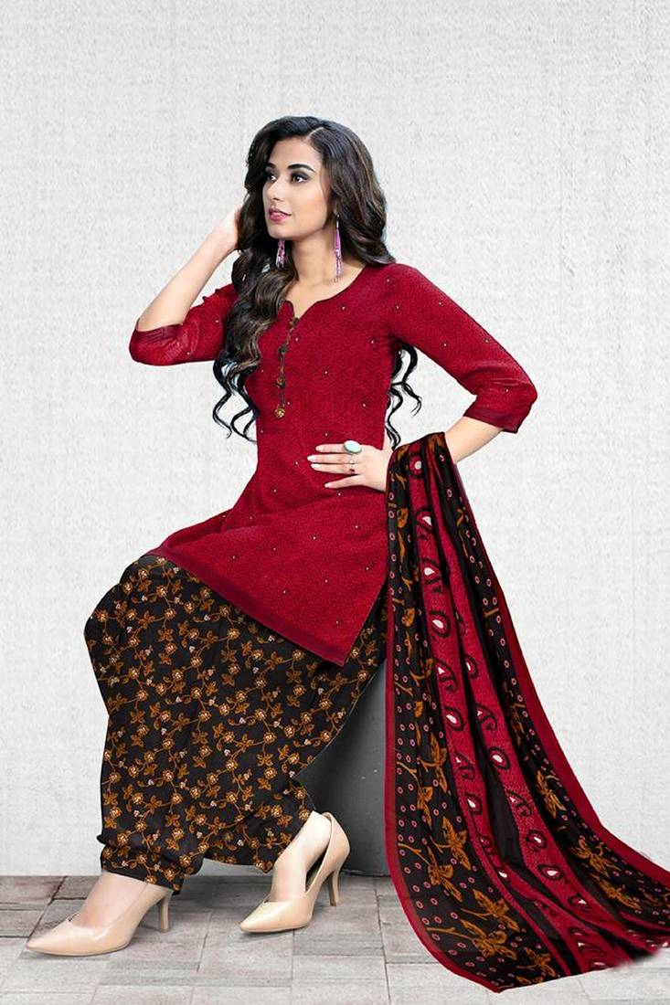 red cotton dress-materials