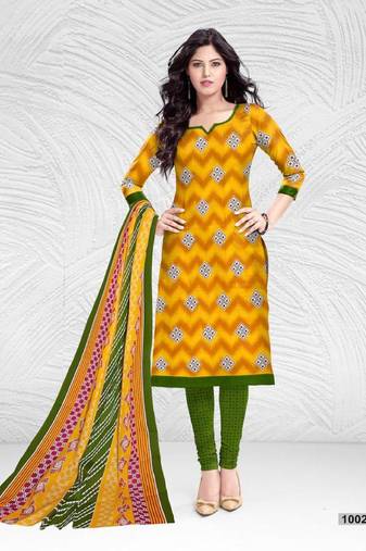 yellow cotton dress-materials