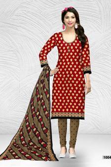 red cotton dress-materials