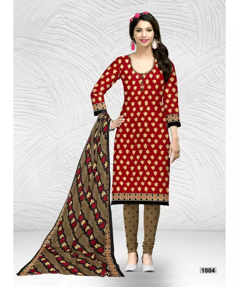 red cotton dress-materials