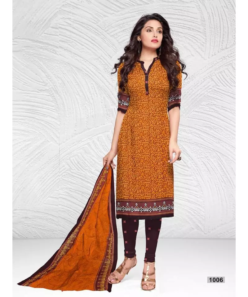orange cotton dress-materials