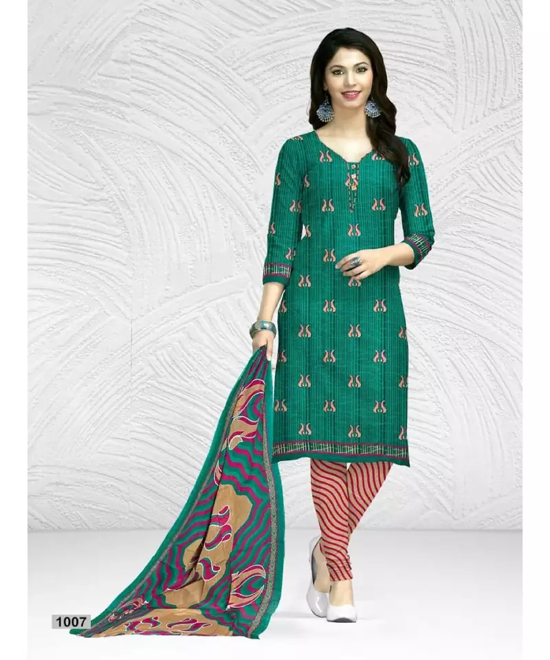 green cotton dress-materials