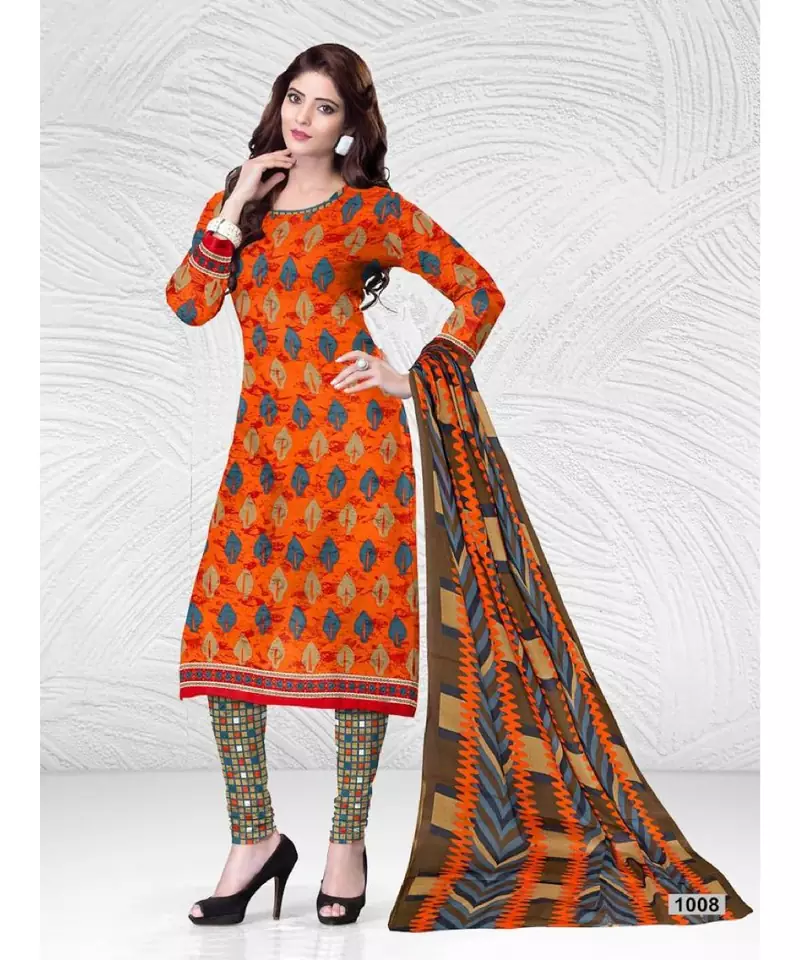 orange cotton dress-materials