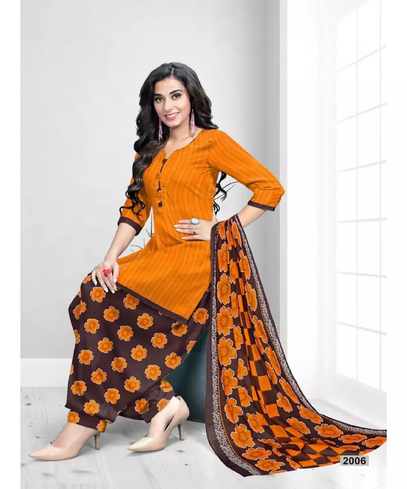 orange cotton dress-materials