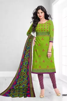 green cotton dress-materials