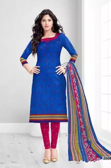 blue cotton dress-materials
