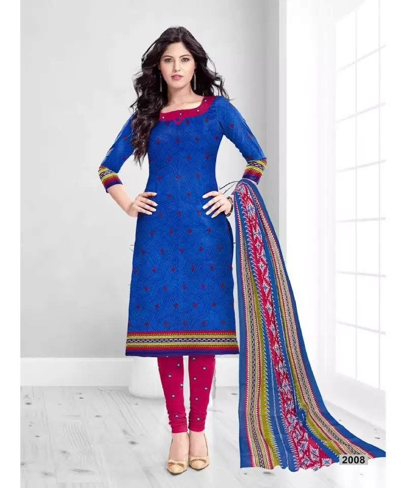 blue cotton dress-materials