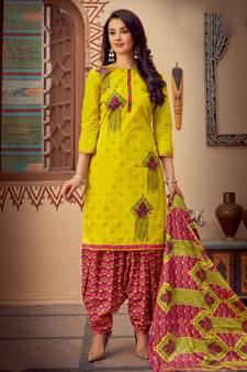 yellow cotton dress-materials