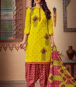 yellow cotton dress-materials