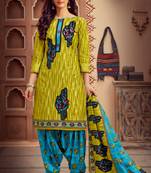 green cotton dress-materials