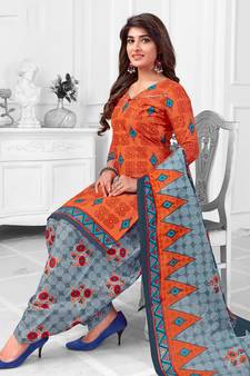 orange cotton dress-materials