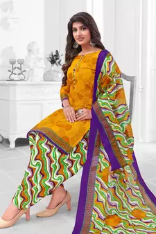 yellow cotton dress-materials
