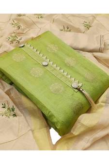 green cotton dress-materials
