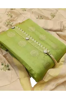 green cotton dress-materials