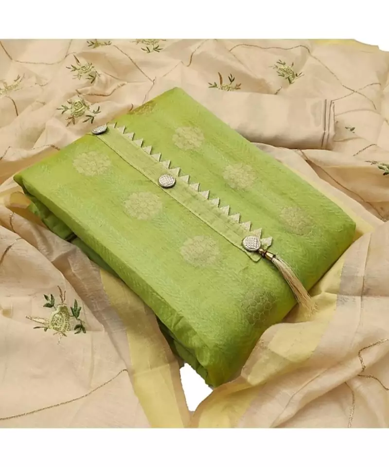 green cotton dress-materials