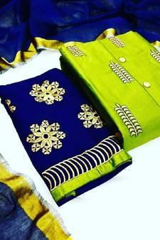 green cotton dress-materials