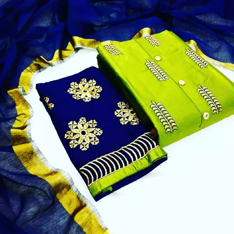 green cotton dress-materials