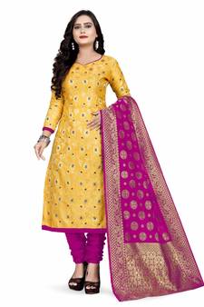 yellow art_silk dress-materials