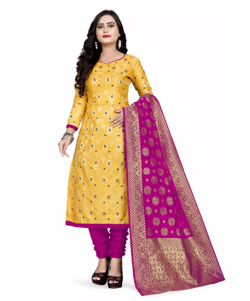 yellow art_silk dress-materials
