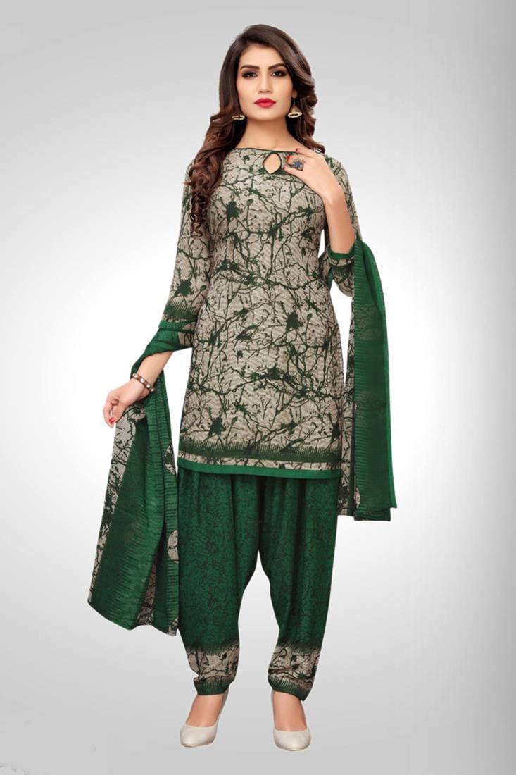 green cotton dress-materials