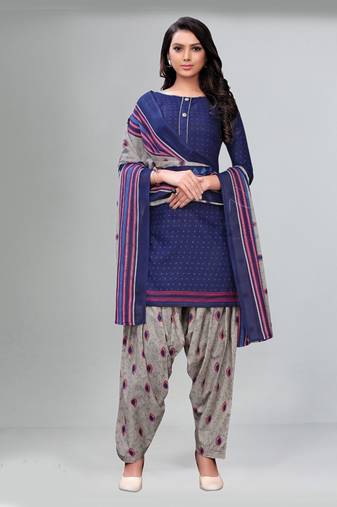 blue synthetic dress-materials